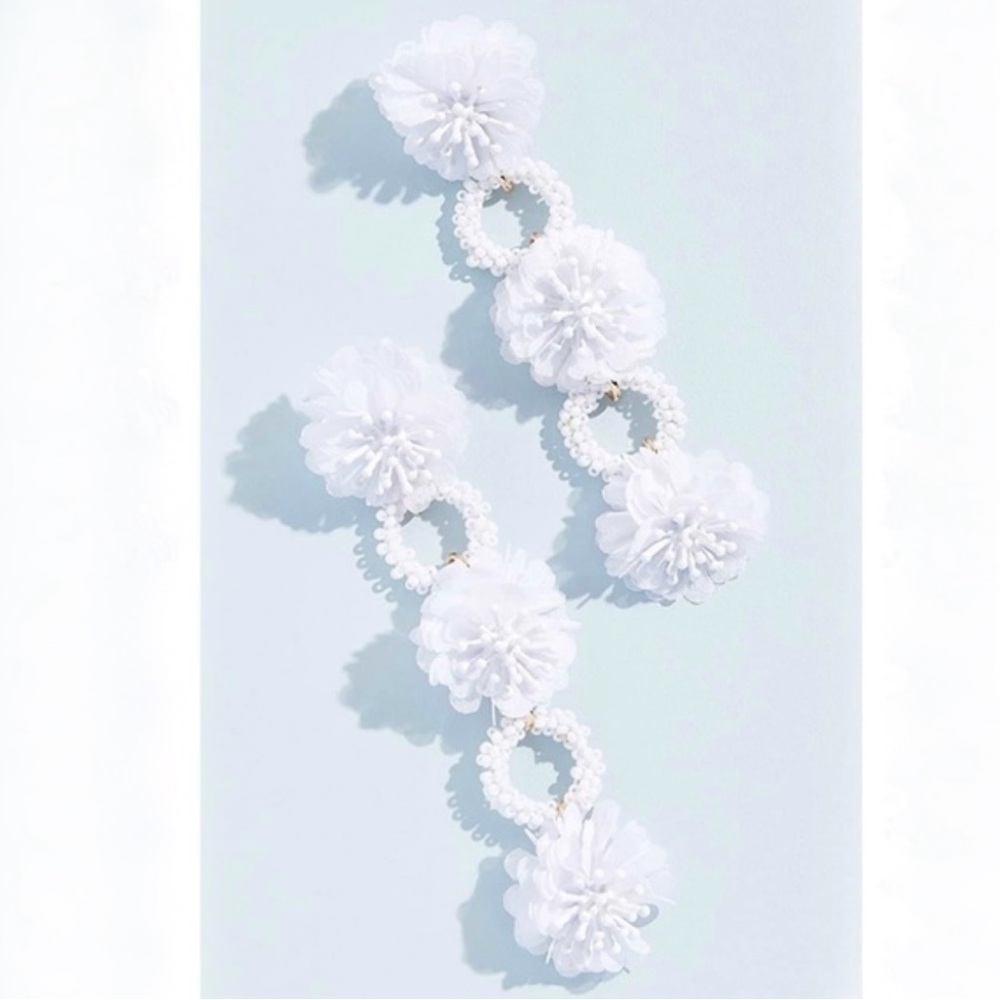 Beaded White Floral earrings